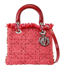 Medium Lady Dior, Tweed/Leather, Pink, 11-MA-1102, S, 2*